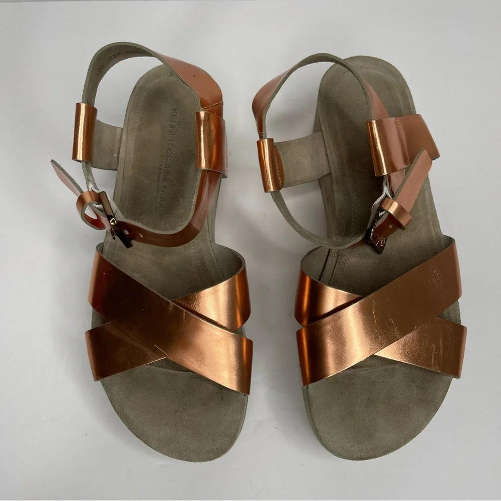 Kennel & Schmenger Rose Gold/Cooper Metallic Platform Sandal Size 8 Designer Y2K